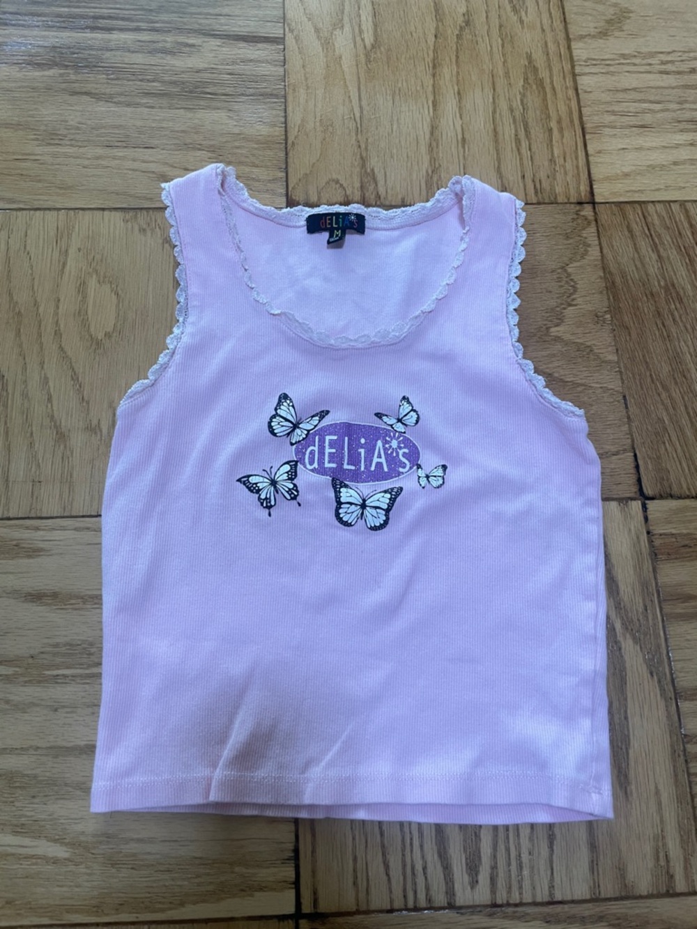 dELiA*s Light Pink Butterfly Graphic Tank Top